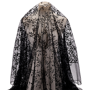 Polyester Mesh Fabrics, for Hat Decoration, Skirts Decoration Making, Black, 150mm, 2yard/pc