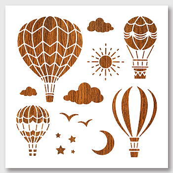 PET Hollow Out Drawing Painting Stencils, for DIY Scrapbook, Photo Album, Hot Air Balloon Pattern, 300x300mm