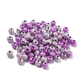 Spray Painted Acrylic Beads, Matte Style, Round, Orchid, 6x5.5mm, Hole: 1.6mm