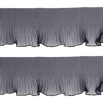 Organza Ruffle Wave Polyester Ribbon, for Decoration, Gray, 5-1/8 inch(130mm)