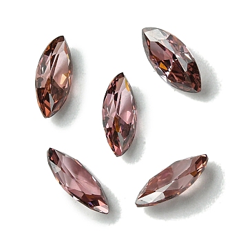 Cubic Zirconia Cabochons, Point Back, Horse Eye, Rosy Brown, 12x6x3mm