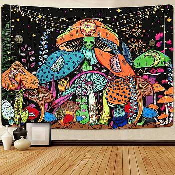 Mushroom Polyester Wall Tapestry, Rectangle Trippy Tapestry for Wall Bedroom Living Room, Skull Pattern, 1300x1500mm
