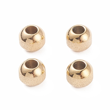 Ion Plating(IP) Textured 304 Stainless Steel Beads, Round, Rose Gold, 8mm, Hole: 3.5mm