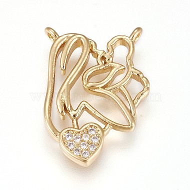 Real Gold Plated Clear Human Brass+Cubic Zirconia Pendants