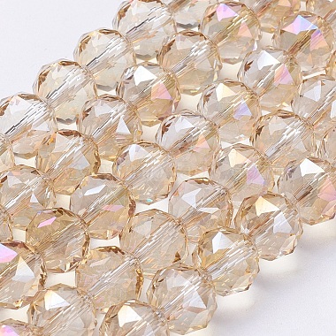 10mm Beige Round Electroplate Glass Beads