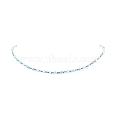 ABS Plastic Imitation Pearl & Seed Glass Beaded Necklace for Women(NJEW-JN04163)-5
