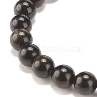 2Pcs 2 Style Natural Golden Sheen Obsidian & Lava Rock Stretch Bracelets Set(BJEW-JB08193-01)-7