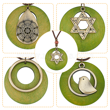 4Pcs 4 Styles Tibetan Style Alloy Pendant Necklaces Set with Faux Suede Cords(NJEW-AN0001-73)-3