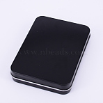 Tinplate Storage Box, Jewelry Box, for DIY Candles, Dry Storage, Spices, Tea, Candy, Party Favors, Rectangle, Black, 118x88x22mm(CON-WH0073-34)