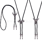3Pcs 3 Styles Alloy Goat Cattle Bolo Tie Necklaces, Black PU Leather Cord Lariat Necklaces for Women, Antique Silver, 39.37 inch(100cm), 1pc/style(NJEW-GA0001-10)