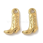 304 Stainless Steel Pendants, Cowboy Boot, Ion Plating(IP), Real 18K Gold Plated, 21x13x4.5mm, Hole: 2.2mm(X-STAS-D127-09G)
