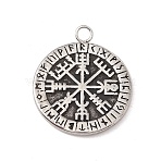 Hand Polished 304 Stainless Steel Norse Valknut Rune Pendant, Flat Round, Antique Silver, 22x18.5x1.4mm, Hole: 2mm(X-STAS-E158-07AS)