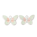 Alloy Enamel Pendants, Silver, Butterfly Charms, 13x12.5x7mm, Hole: 2mm(FIND-B063-06S-02)
