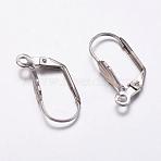Tarnish Resistant 304 Stainless Steel Leverback Earring Findings, with Loop, Stainless Steel Color, 19x11x4.5mm, Hole: 1.6mm, Pin: 1mm(STAS-K146-036-19mm)