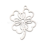 Anti-Tarnish 304 Stainless Steel Pendants, Laser Cut, Clover Charm, Stainless Steel Color, 22.5x18.5x1mm, Hole: 1.2mm(STAS-S150-13P-A)
