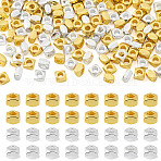 220Pcs 2 Colors Alloy Spacer Beads, Faceted, Square, Mixed Color, 3x3x2mm, Hole: 1.4mm, 110pcs/color(FIND-TA0010-49)