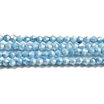 Opaque Baking Paint Glass Beads Strands, AB Color, Faceted, Bicone, Light Sky Blue, 3x2.5~2.8mm, Hole: 0.7mm, about 157~160pcs/strand, 16.38~16.54 inch(41.6~42cm)(DGLA-F002-01E)