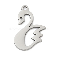 201 Stainless Steel Pendants, Swan Charms, Stainless Steel Color, 18x11x1mm, Hole: 1.4mm(STAS-F316-32D-P)