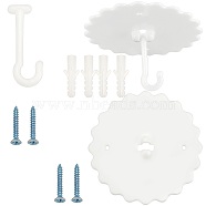 Plastic & Iron Ceiling Hooks, for Hanging Mosquito Net, White, 117.5x118x12mm, 2sets/bag(AJEW-GF0004-93)