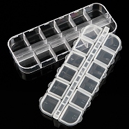 12 Grids Plastic Bead Containers, for Rhinestone, Nail Art Cabochons, Clear, 13x5x1.5cm(PW-WG37666-01)