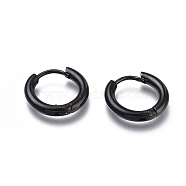 304 Stainless Steel Huggie Hoop Earrings, Hypoallergenic Earrings, Thick Hoop Earrings, Ring, Gunmetal, 10 Gauge, 14.5x14x2.5mm, Pin: 1mm(EJEW-O087-06F)
