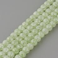 Synthetic Crackle Quartz Beads Strands, Round, Dyed, Green Yellow, 8mm, Hole: 1mm, about 50pcs/strand, 15.7 inch(GLAA-S134-8mm-08)