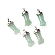 Natural Green Aventurine Pendants, Figa Hand Charms, with Platinum Tone Brass Findings, 19~24x9~10x6mm, Hole: 4X7mm(G-K322-01A-P-01)
