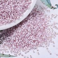MIYUKI Delica Beads, Cylinder, Japanese Seed Beads, 11/0, (DB0624) Dyed Light Rose Silver Lined Alabaster, 1.3x1.6mm, Hole: 0.8mm, about 2000pcs/10g(X-SEED-J020-DB0624)