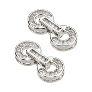 Brass Pave Clear Cubic Zirconia Fold Over Clasps, Flat Round, Platinum, 23mm, Ring: 10x10.5x3.5mm, Inner Diameter: 4mm, Clasp: 11x3x5mm(FIND-WH0156-22P)