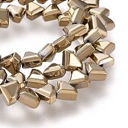 Electroplate Non-Magnetic Synthetic Hematite Beads Strands, Triangle, Faceted, Antique Bronze Plated, 6x8x3.5mm, Hole: 1mm, about 70~73pcs/strand, 15.35 inch(39cm)(G-M359-01F)