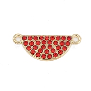 Alloy Ruby Rhinestone Watermelon Links Connector Charms, Golden, 10x24.5x2mm, Hole: 1.6mm(FIND-K020-11G)