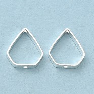 Brass Bead Frame, Cadmium Free & Lead Free, Triangle, 925 Sterling Silver Plated, 10x9x2mm, Hole: 0.7mm(KK-M250-30S)