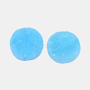 Electroplate Natural Druzy Crystal Cabochons, Flat Round, Dyed, Light Sky Blue, 20x4~12mm(G-L047-20mm-13)