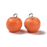 Cute Opaque Resin Pendants, with Platinum Plated Iron Loop, Orange, Orange, 16x14.5mm, Hole: 2mm(X-RESI-L037-13A)