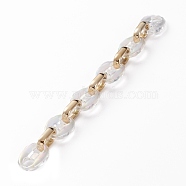 Handmade Transparent Acrylic Coffee Bean Chains, with CCB Plastic Linking Rings, Clear AB, 24x17x4.5mm, 18.5x11.5x4.5mm, 39.37 inch(1m)/strand(AJEW-JB00861-01)