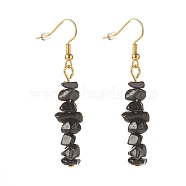Natural Obsidian Chip Beaded Dangle Earrings, Gemstone Drop Earrings for Women, Brass Jewelry, Golden, 50~54x7~11.5x5~8mm, Pin: 0.7mm(EJEW-JE04788-08)