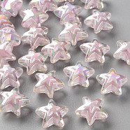 Transparent Acrylic Beads, Bead in Bead, AB Color, Star, Plum, 15.5x16x9.5mm, Hole: 3mm, about 569pcs/500g(TACR-S152-11B-09)
