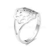 304 Stainless Steel Spider Web Adjustable Rings for Women, Stainless Steel Color, US Size 6 1/4(16.7mm)(RJEW-I097-07P)