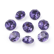 Pointed Back & Back Plated K9 Glass Rhinestone Cabochons, Grade A, Faceted, Flat Round, Purple Velvet, 10x5mm(RGLA-J012-10mm-277)