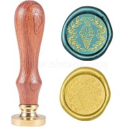 Wax Seal Stamp Set, Sealing Wax Stamp Solid Brass Head,  Wood Handle Retro Brass Stamp Kit Removable, for Envelopes Invitations, Gift Card, Ice Cream Pattern, 83x22mm(AJEW-WH0208-141)