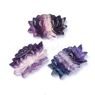 Carved Natural Fluorite Pendants, Lotus, 23x38x7mm, Hole: 0.7mm(G-J387-72)