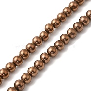 Electroplate Synthetic Magnetic Hematite Beads Strands, Round, Copper Plated, 5mm, Hole: 0.8mm, about 84~87pcs/strand, 16.14~16.96''(41~43cm)(G-E602-01A)