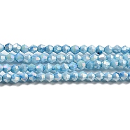 Opaque Baking Painted Glass Beads Strands, AB Color, Faceted, Bicone, Light Sky Blue, 3x2.5~2.8mm, Hole: 0.7mm, about 157~160pcs/strand, 16.38~16.54 inch(41.6~42cm)(DGLA-F002-01E)