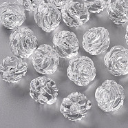 Transparent Acrylic Beads, for Mother's Day Jewelry Making, Rose, Clear, 25x22.5mm, Hole: 2.5mm, about 79pcs/500g(PL305Y-1)