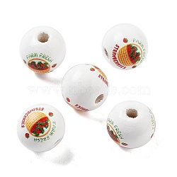 Fruit Theme Wood European Beads, Large Hole Beads, Strawberry, 15.5~16x14.5mm, Hole: 4mm(WOOD-M011-01A)