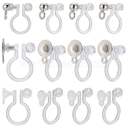 60Pcs 3 Styles Plastic U Type Clip-on Earring Findings, with 304 Stainless Steel Findings, Clear, 9~11.5x9~12x1~5mm, Hole: 0.8~1.6mm, 20Pcs/style(STAS-SC0007-59)