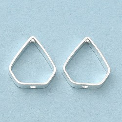 Brass Bead Frame, Cadmium Free & Lead Free, Triangle, 925 Sterling Silver Plated, 10x9x2mm, Hole: 0.7mm(KK-M250-30S)