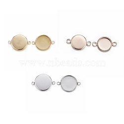 304 Stainless Steel Cabochon Connector Settings, Plain Edge Bezel Cups, Flat Round, Mixed Color, Tray: 8mm, 16x10x2mm, Hole: 2mm(STAS-G127-14-8mm)