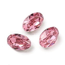 Glass Rhinestone Cabochons, Flat Back & Back Plated, Faceted, Oval, Rose, 6x4x3mm(RGLA-L029-17B-209)