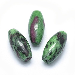 Natural Ruby in Zoisite Beads, Half Drilled, Rice, 42.5~44x19~20mm, Hole: 3mm(G-P384-T16)